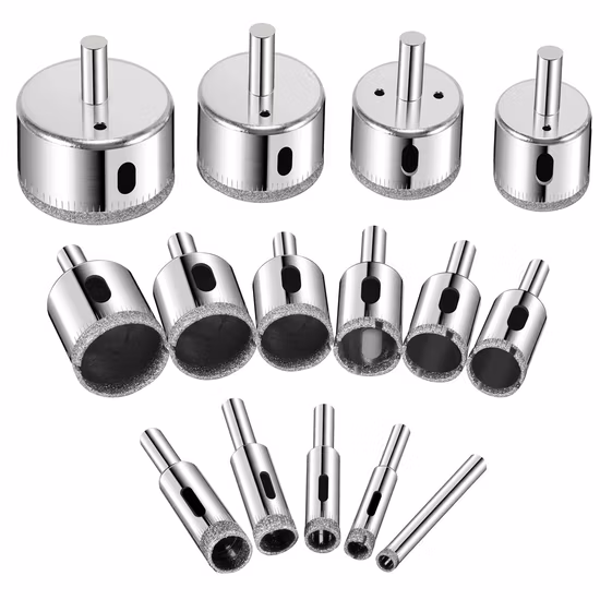 Diamond Drill Bits for Ceramic, Diamond Hole Saw Drill Bit Set Kit, Premium Glass Drill Bit for Bottles, Pots, Marble, Granite Stone, Tile Cutting 0.23 Inch - 2
