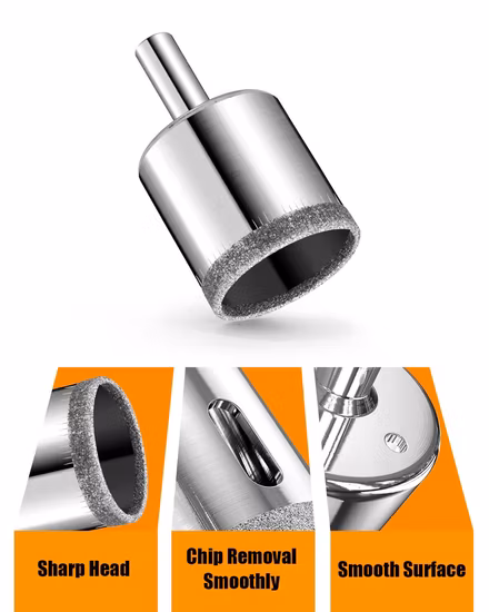Diamond Drill Bits for Ceramic, Diamond Hole Saw Drill Bit Set Kit, Premium Glass Drill Bit for Bottles, Pots, Marble, Granite Stone, Tile Cutting 0.23 Inch - 2